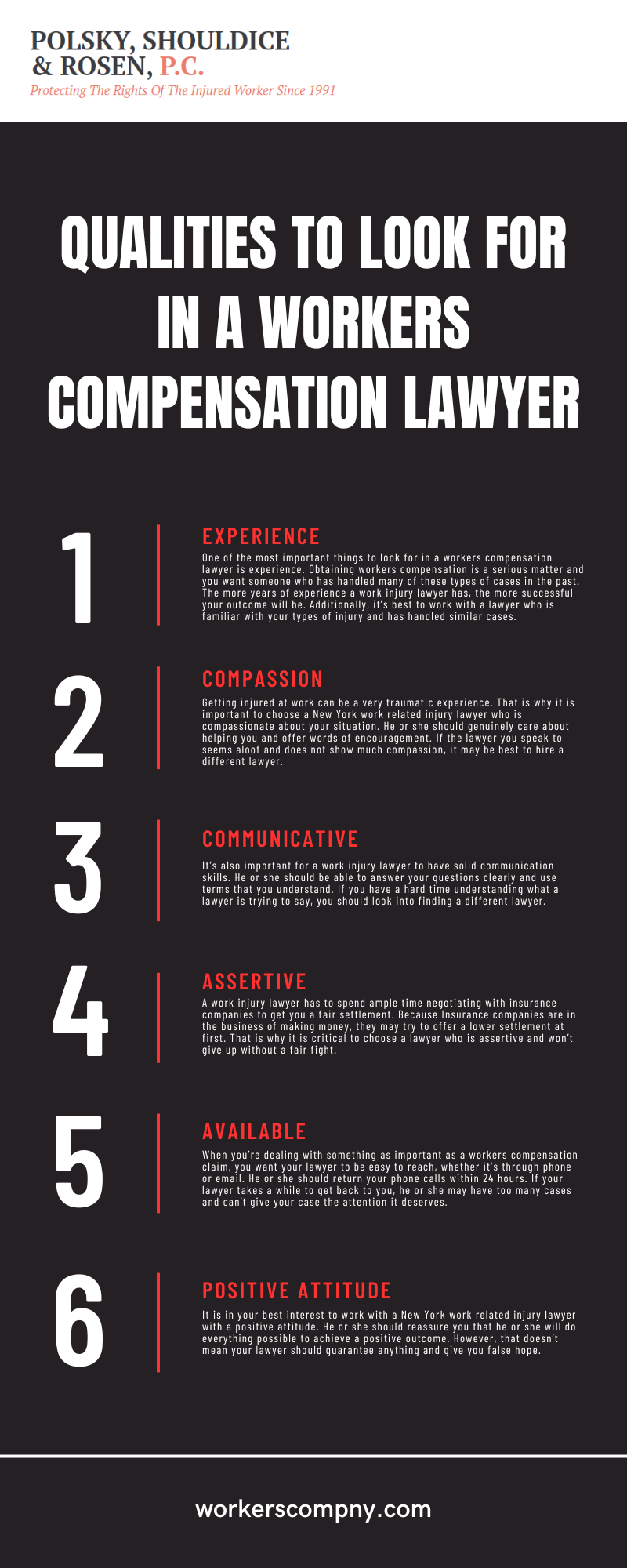 Qualities To Look For In A Workers' Compensation Lawyer Infographic