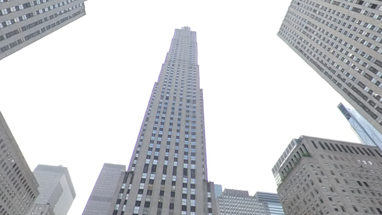 Looking up at the Top of the Rock Brooklyn NY from the ground
